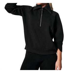 NEW SPANX airessential half zip sweater in very black